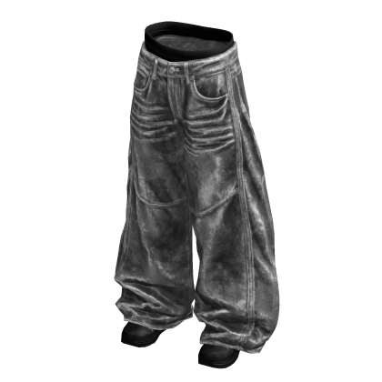 Gray Baggy Y2K Distressed Denim