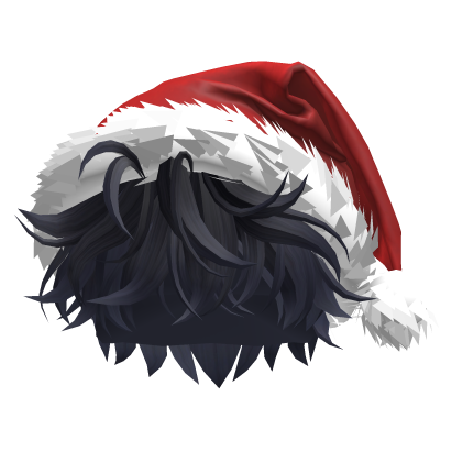 Blue Black Messy Hair w/ Santa Hat Roblox item