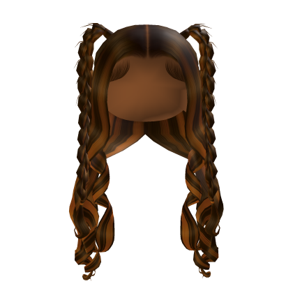Curled Hair W/ Braided Pigtails [Brown & Orange] Roblox item