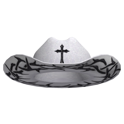 Cross & Thorns Cowboy Hat White & Black Roblox item