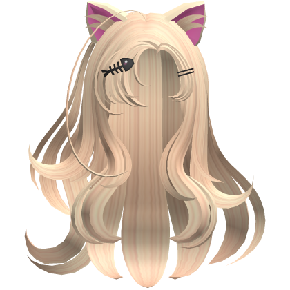 Halloween Blonde Hair with Cat Ears and Fish Clip Roblox item