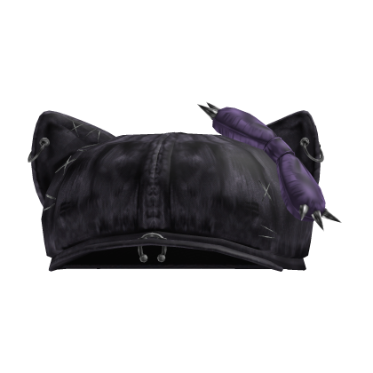 Y2K style washed grey denim punk beret