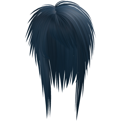messy long vkei scene emo hair dark blue Roblox item