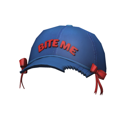 Trendy Blue/Red "BITE ME" Cap with Bows
