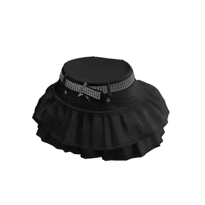 Black Denim Ruffle Skirt w Studded Belt
