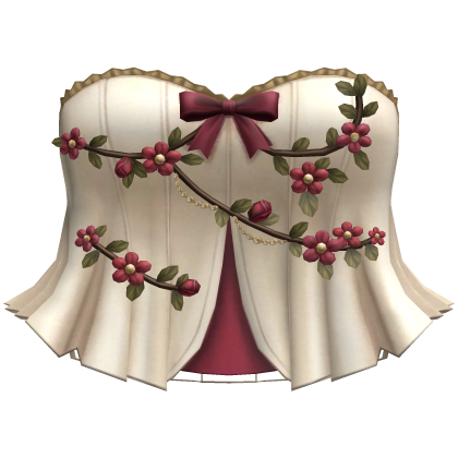 White Red Y2K Flower Corset
