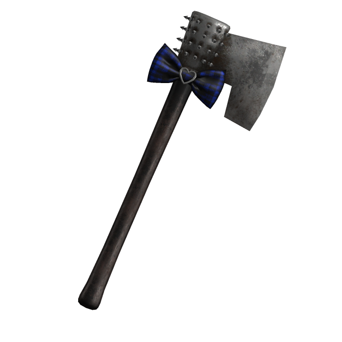 cute scary rusty halloween axe in blue