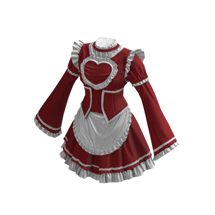 Maid Dress Cute Anime Classic Ruffle Red & White