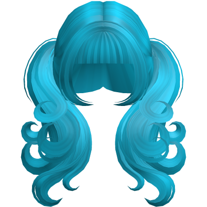 Hot Blue Cute Long Messy Swirly Pigtails