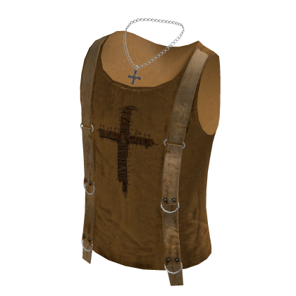 Gothic Strap Tank Top w/ Cross Chain (Yellow)
