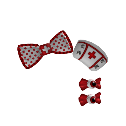 Withe n Red Nurse Goth Hat With Bow Roblox item