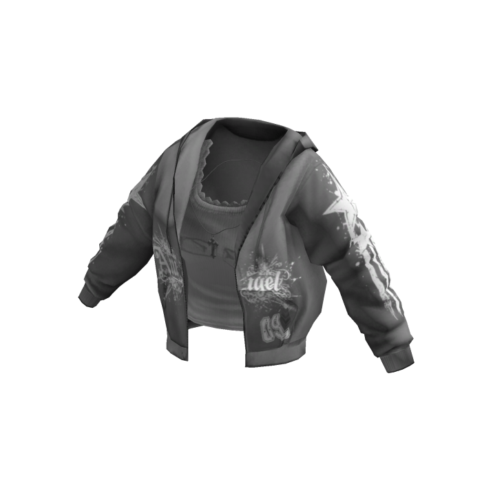 Gray Y2K Zip-Up Hoodie w/ Tank Top