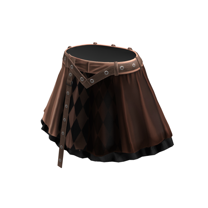 Belted Mini Skirt with Diamond Panel (Brown)