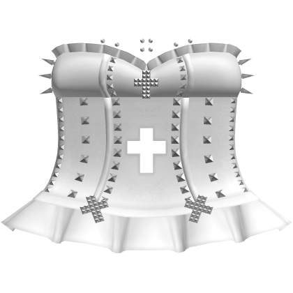 white studded dress with crosses