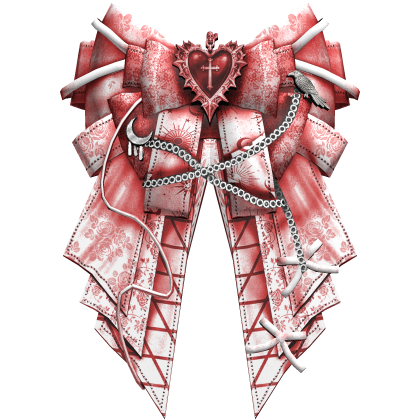 Pink Emo Gothic Heart Hair Bow Ribbon Roblox item