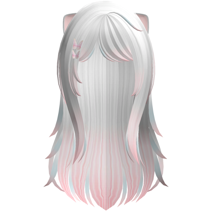 white pink kawaii kitty moe long layered hair
