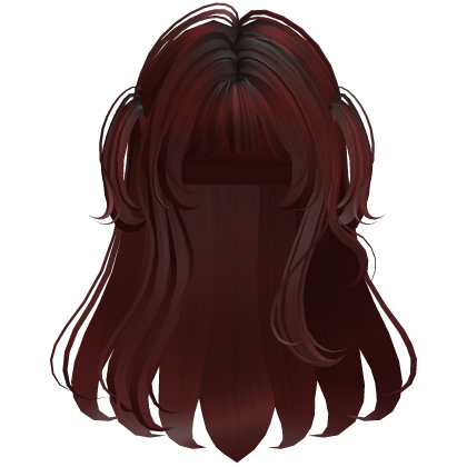 Dark Red soft layered hime hair Roblox item