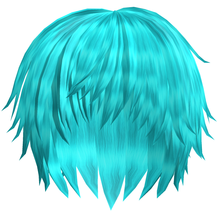 cyan low spiky emo boy hair
