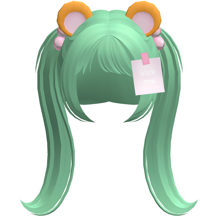 green kawaii tween hamster silly pigtails