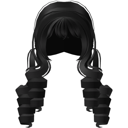 ♡ long curly cute preppy black pigtails Roblox item