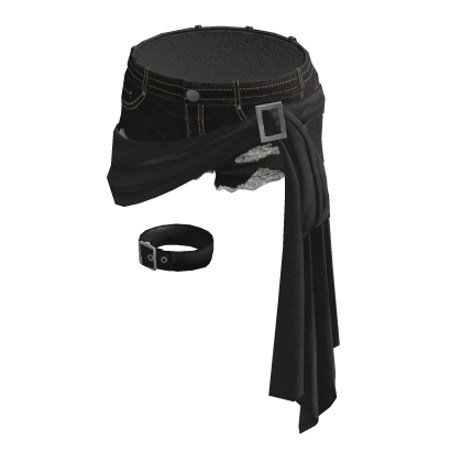 BB KPOP Shorts wrap belt w garter Black thumbnail