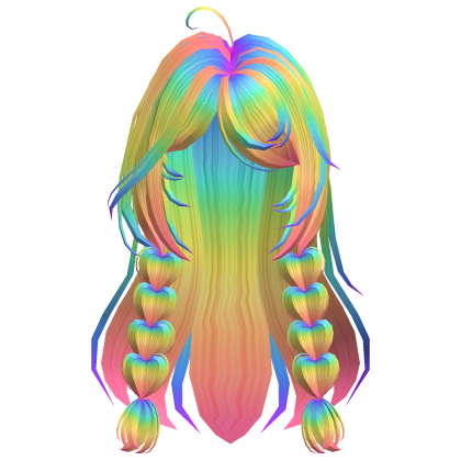 Cute Girl Hair w/ Braided Hearts Rainbow Roblox item