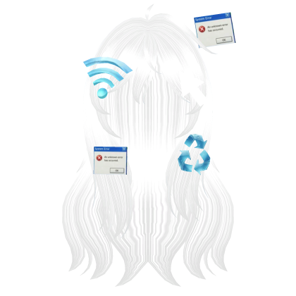 Frutiger Aero White & Blue Cute Girl Anime Hair