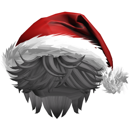Messy Fluffy Black and gray Hair a Santa Hat Y2k