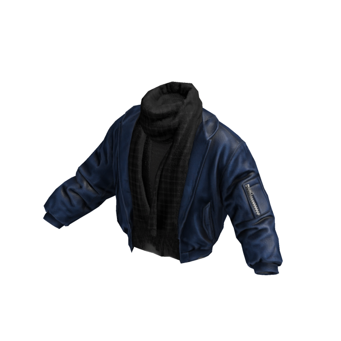 Navy Starboy Leather Jacket w/ Scarf