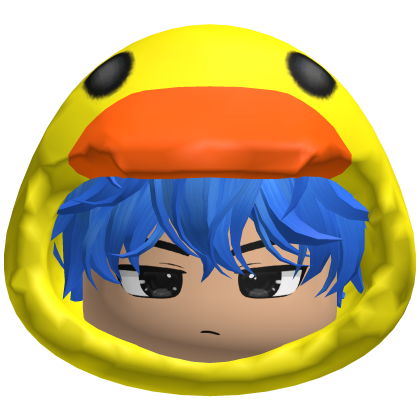 Messy Blue Hair w Duck Hood Roblox item