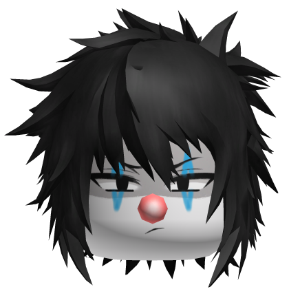 Black Spiky Clown Anime Boy Hair w/ nose