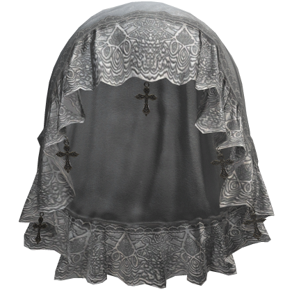 White Emo Gothic Lace Veil w/ Charm Roblox item