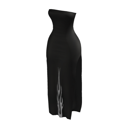 BB Black Sparkle Flame Slim Side Slit Slip Dress
