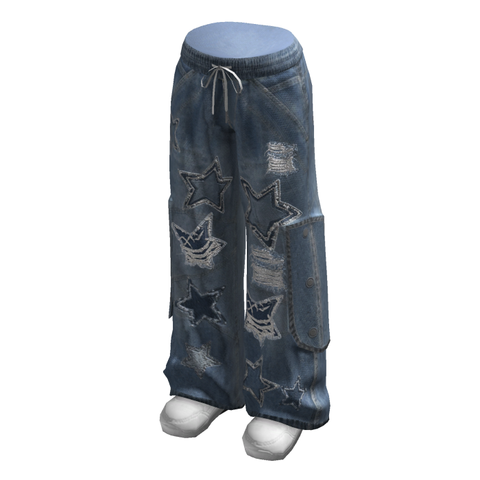 Star Baggy Cargos w/ Sneakers (Blue)