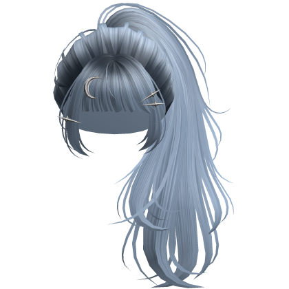 Sky Blue Flowy Lush Ponytail w/ Moon Pins Roblox item