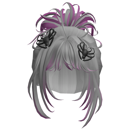 Butterfly Clip Bun Hair - Grey & Pink
