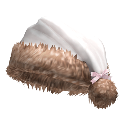 Christmas Fawn Santa Hat w/ Bow (White)