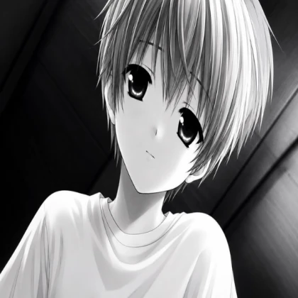 Monochrome anime portrait