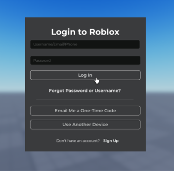Fake Roblox login screen