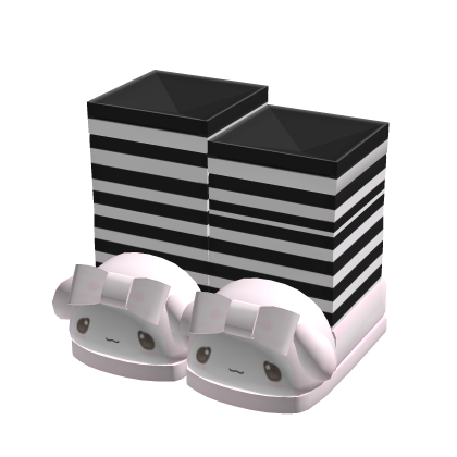 ♡ : pink bunny slippers w/ black striped socks