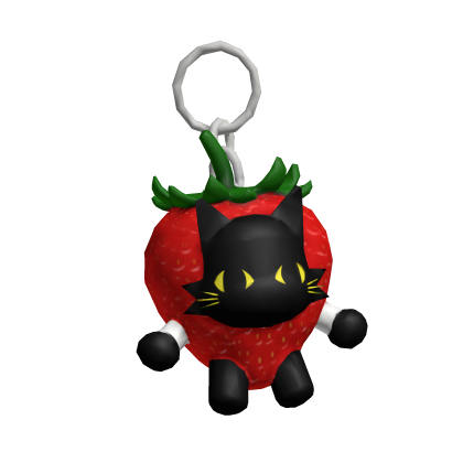 Strawberry cat keychain