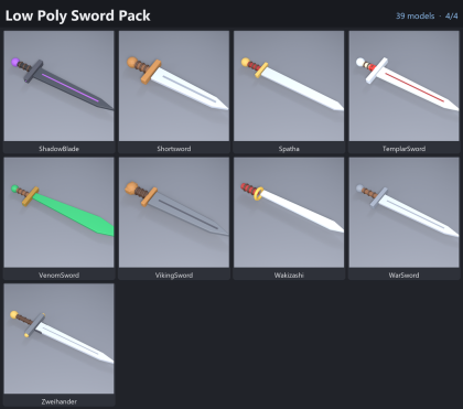 Low Poly Sword Pack Katana Medieval Fantasy preview 4