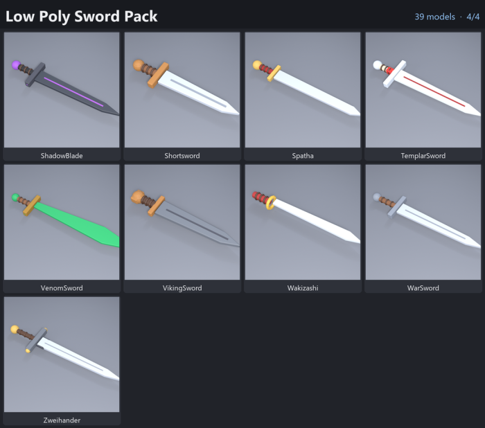 Low Poly Sword Pack Katana Medieval Fantasy preview 4