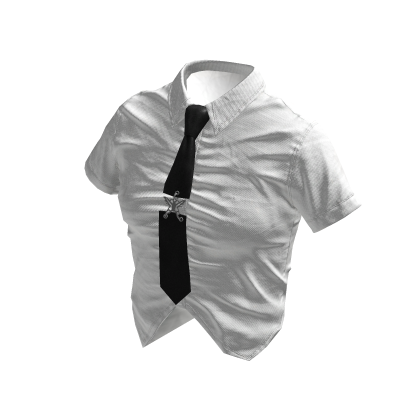 White Suit Top with Black Tie 🫐