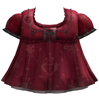 Goth Red Babydoll Dress with Jesus Cross Details