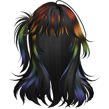 Black&Rainbow Raccoon Lush Half Up Hair Roblox item