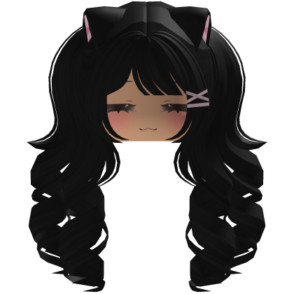 Cute hair emo Y2K cat-ear braids (black)