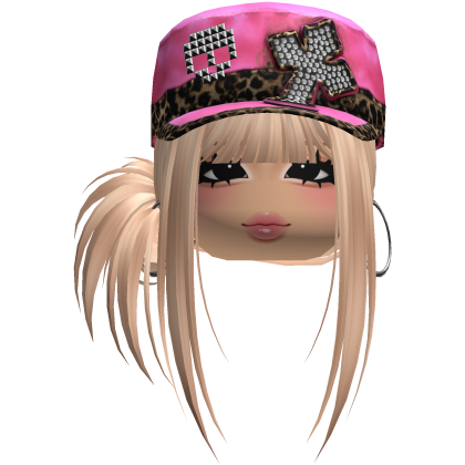 Gyaru Side Bun Hair w/ Cheetah Cap & Earrings