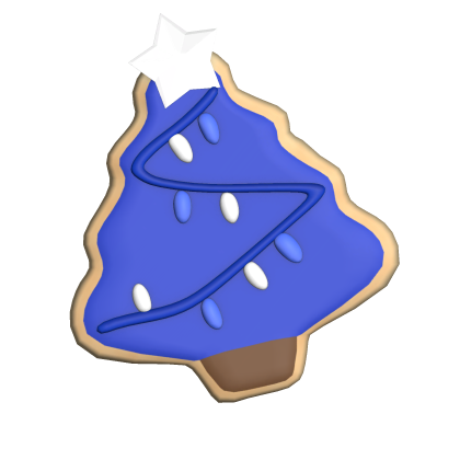 blue christmas tree sugar cookie