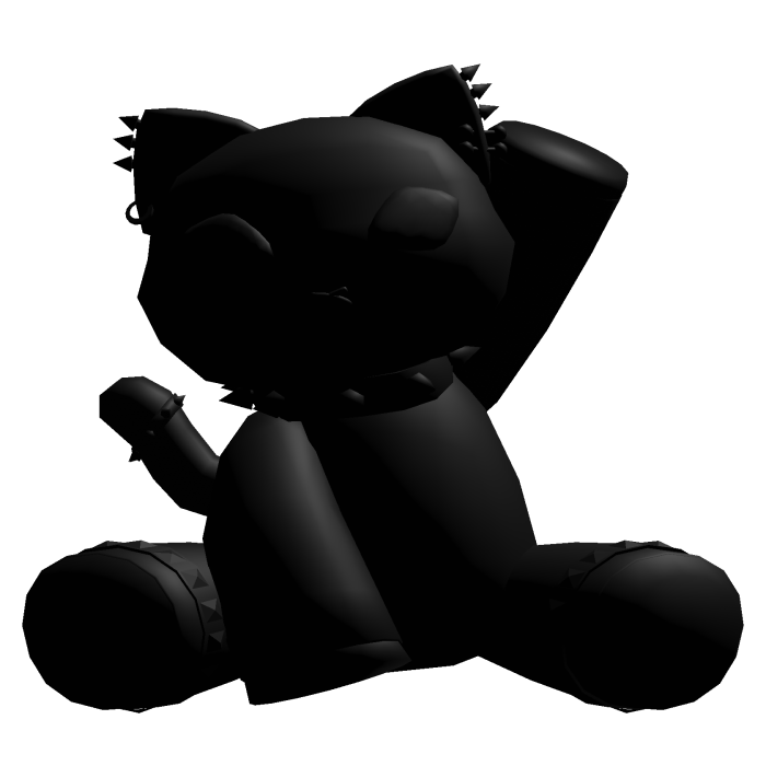 gothic black cat studded plushie holding onto u